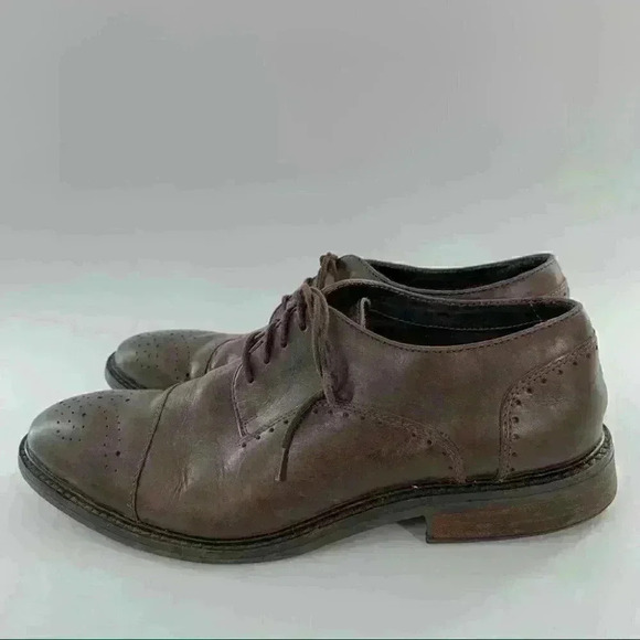 Alfani Paul mens Oxfords 10.5 chocolate Brown leather brogue wingtip cap toe - Picture 5 of 13